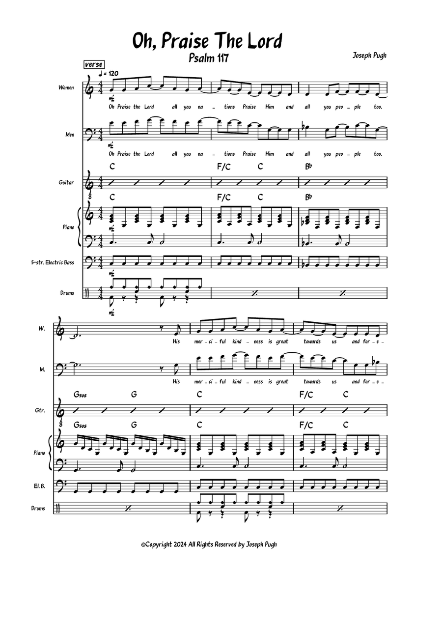 Oh Praise The Lord (Psalm 117) 2-Part scores gallery preview page 1