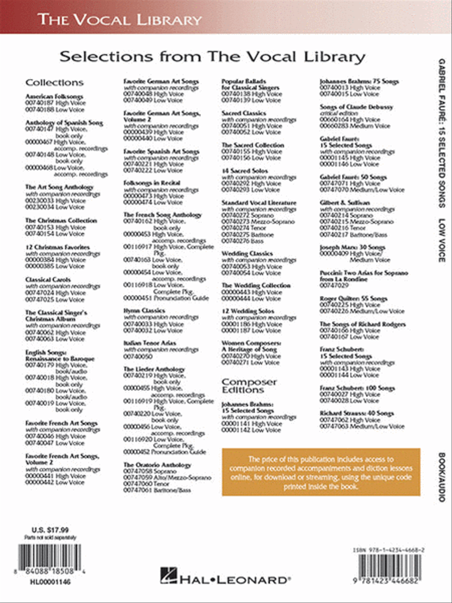 Gabriel Fauré: 15 Selected Songs Low Voice scores gallery preview page 8