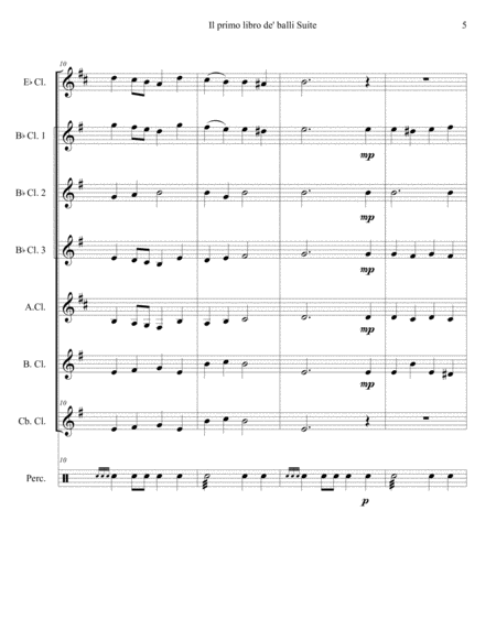 Selections from Il primo libro de' balli for Clarinet Choir