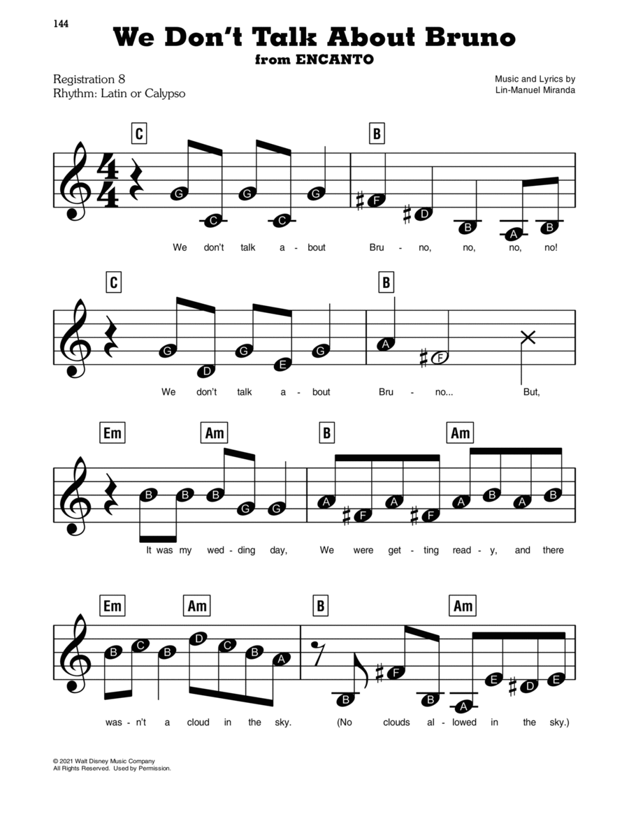 We Don't Talk About Bruno (from Encanto) - E-Z Play Today Easy Piano scores gallery preview page 1