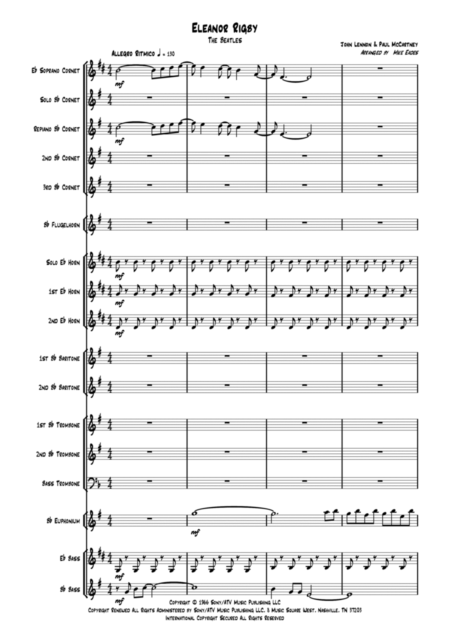 Eleanor Rigby Brass Band scores gallery preview page 1