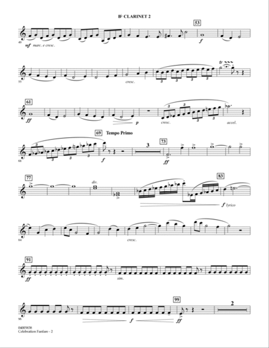 Celebration Fanfare (On a Theme by Haydn) - Bb Clarinet 2 B-Flat Clarinet scores gallery preview page 2