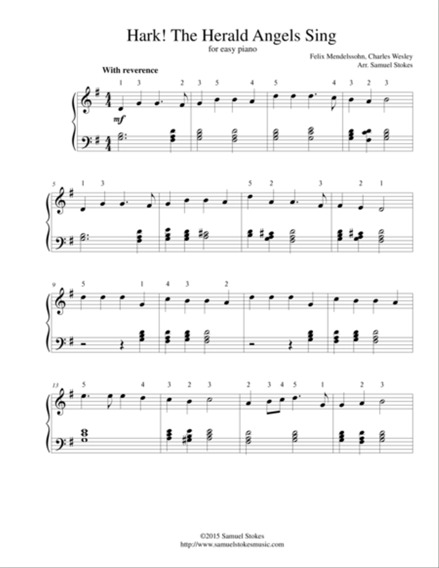 Hark! The Herald Angels Sing - for easy piano Hark! The Herald Angels Sing - for easy piano Easy Piano scores gallery preview page 1