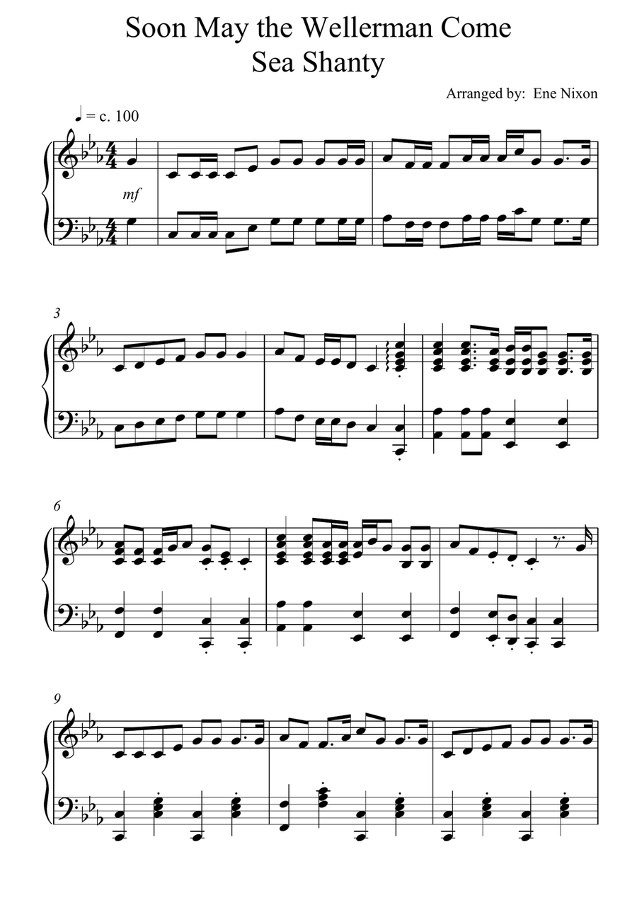 Soon May the Wellerman Come - Sea Shanty - advanced piano solo Piano Solo scores gallery preview page 2