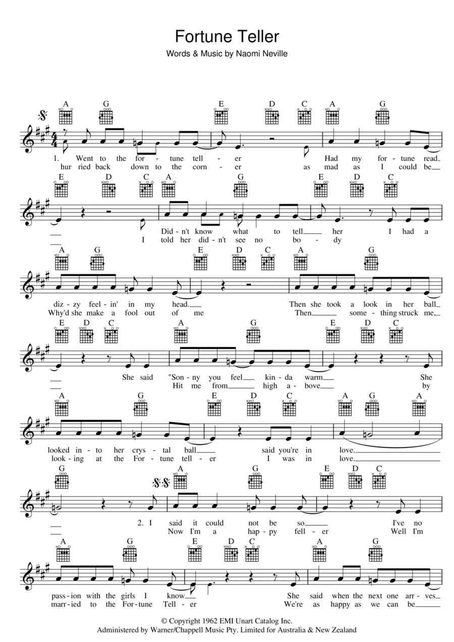 Fortune Teller Piano scores gallery preview page 1