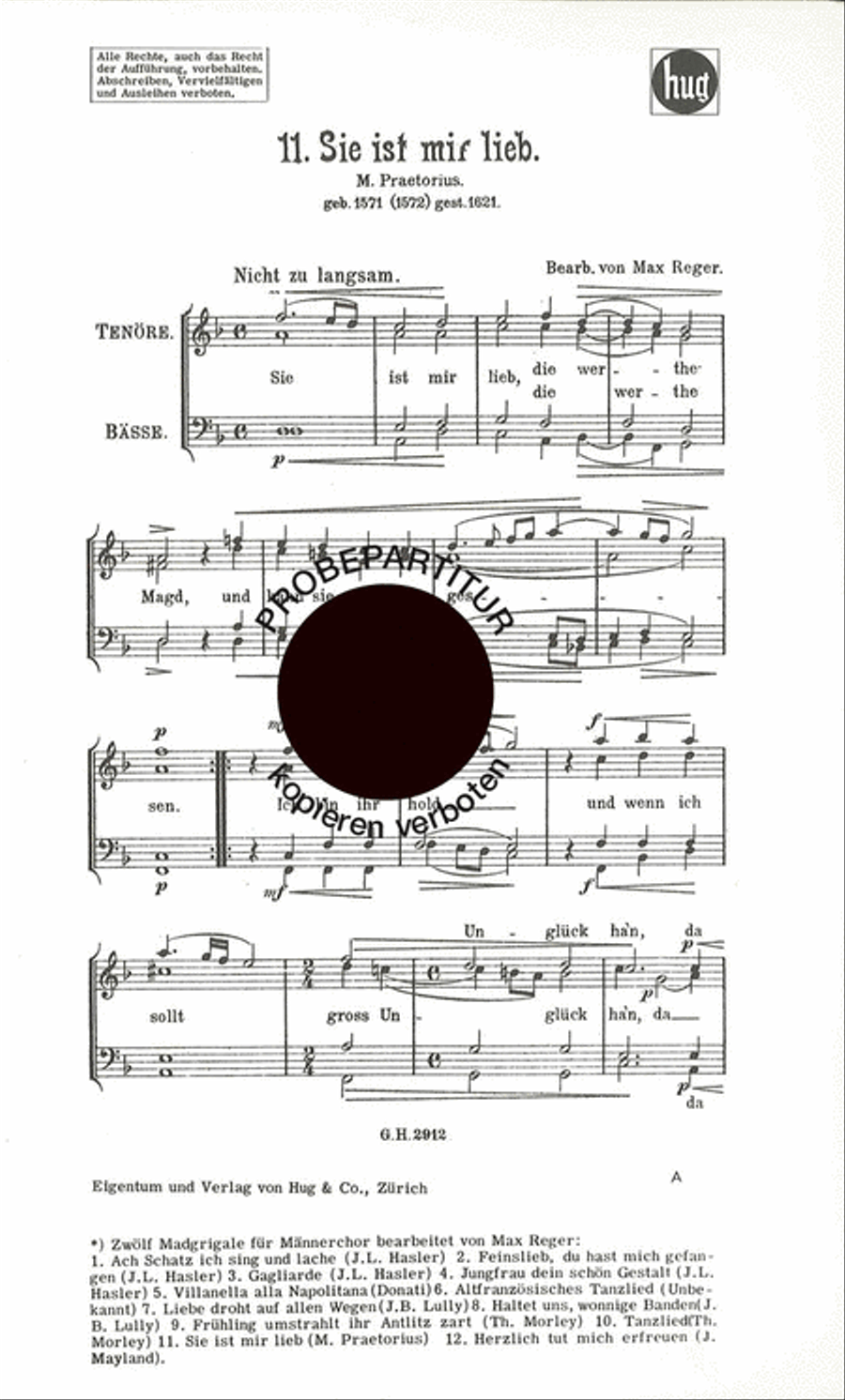Sie ist mir lieb Sie ist mir lieb Men's Choir scores gallery preview page 1