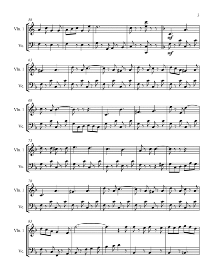The Teddy Bears Picnic for Violin and Violoncello String Duet scores gallery preview page 3