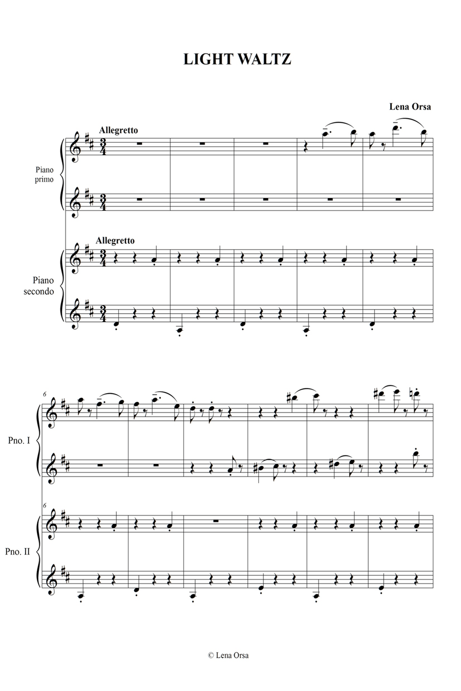 Light Waltz for piano 4 hands Voice scores gallery preview page 1