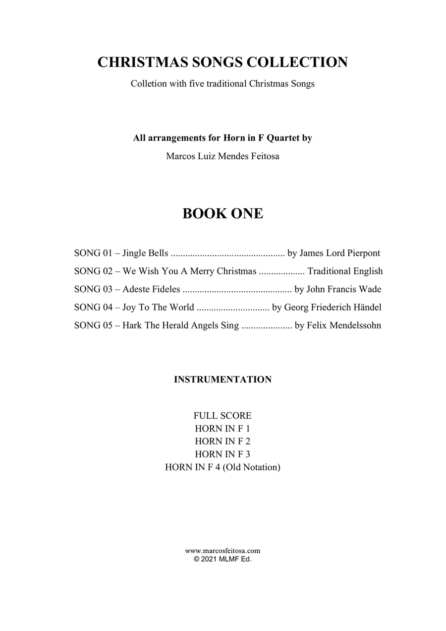 Christmas Song Collection (for Horn in F Quartet) - BOOK ONE Brass Quartet scores gallery preview page 2