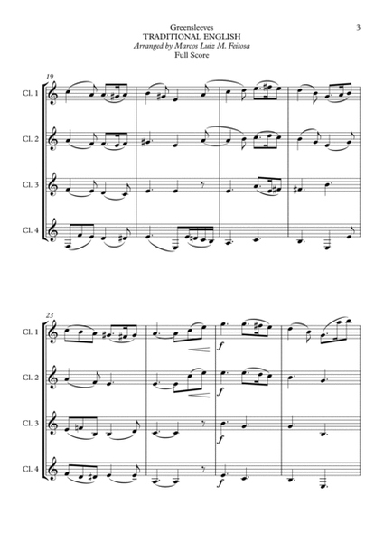 Greensleeves - Clarinet Quartet image number null