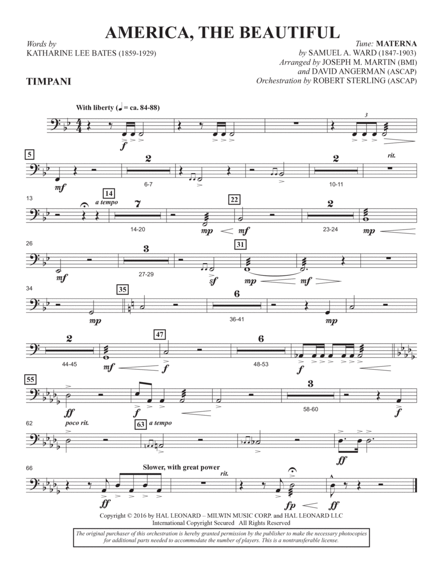 America, the Beautiful - Timpani A Cappella scores gallery preview page 1
