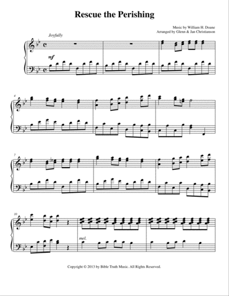 Rescue The Perishing Piano Solo scores gallery preview page 1