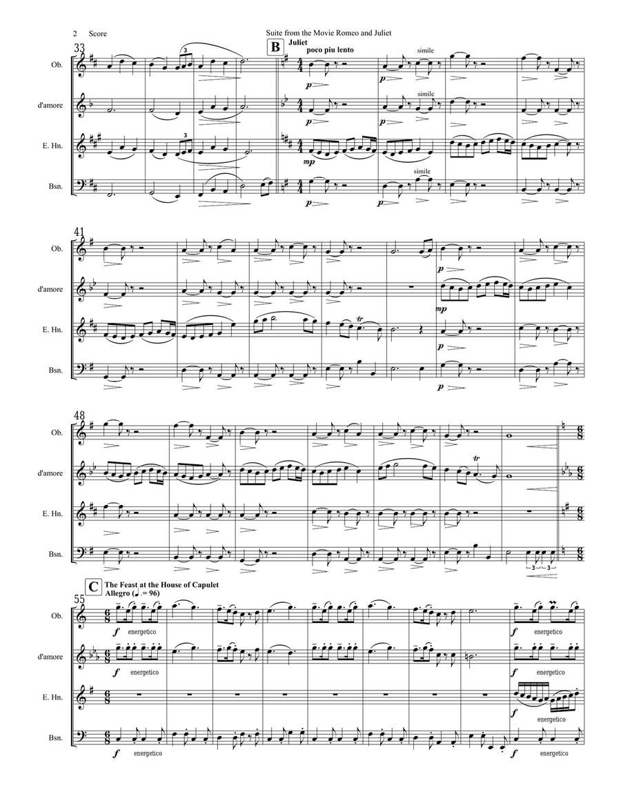 Suite: Romeo; Juliet; The Feast At The House Of Capulet; Did My Heart Love 'til Now/love Theme String Quartet scores gallery preview page 3
