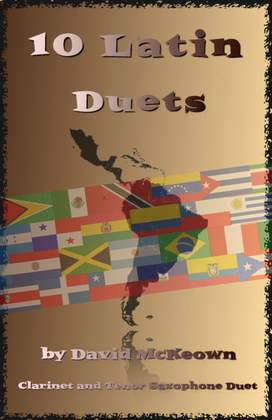 Book cover for 10 Latin Duets, for Clarinet and Tenor Saxophone