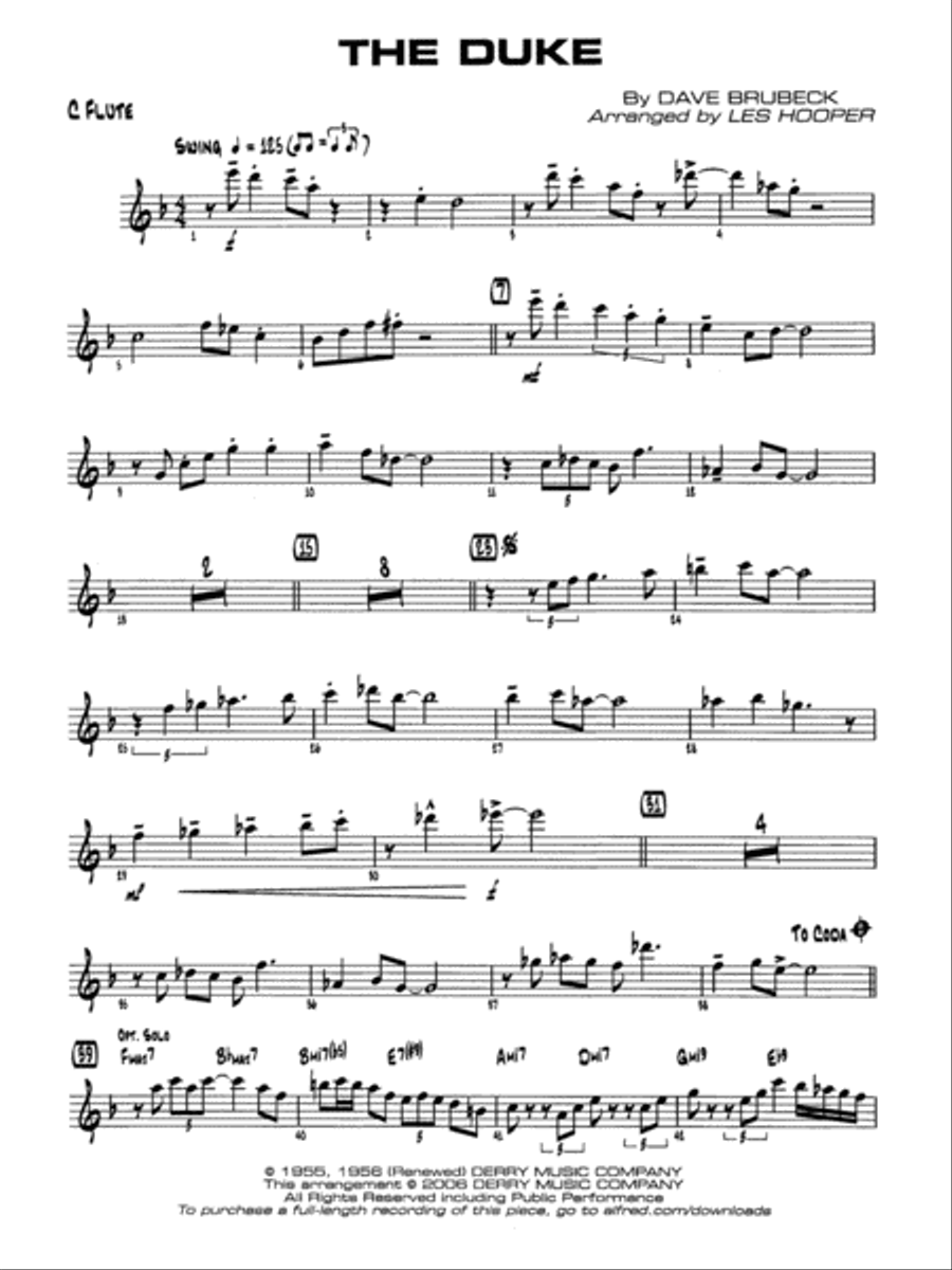 The Duke: Flute The Duke: Flute Jazz Ensemble scores gallery preview page 1