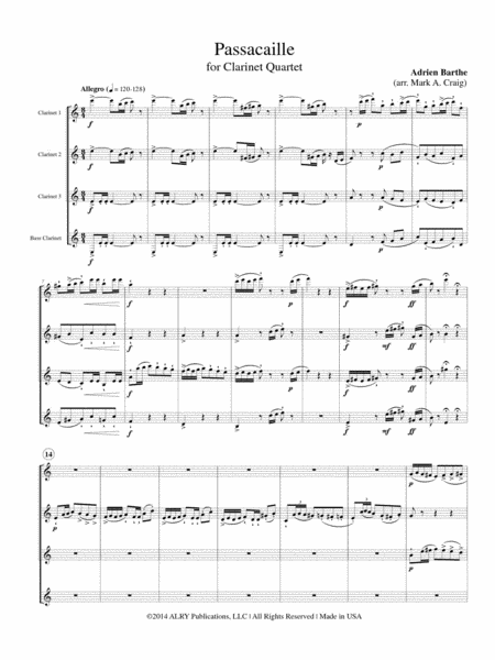 Passacaille for Clarinet Quartet