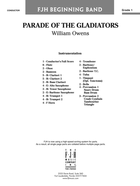 Parade of the Gladiators: Score