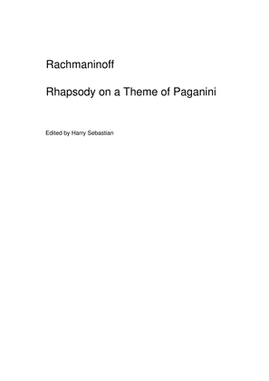Book cover for Rachmaninoff- Rhapsody on a Theme of Paganini( Piano Solo)