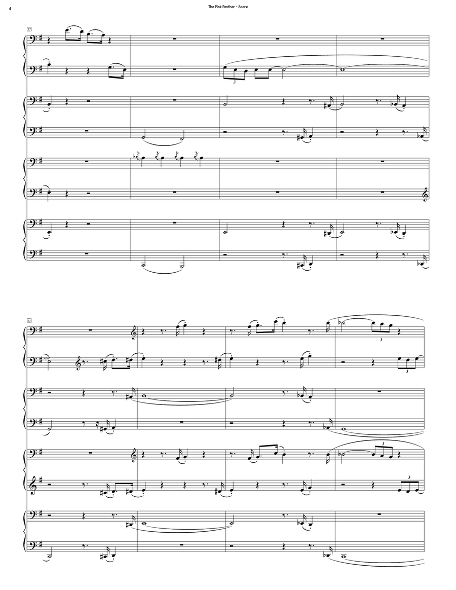 The Pink Panther from THE PINK PANTHER Piano Quartet scores gallery preview page 4