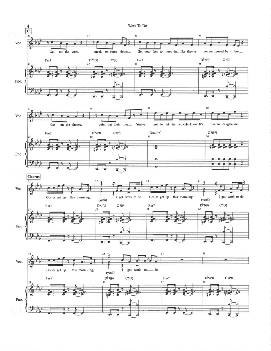 Work To Do Piano, Vocal scores gallery preview page 4