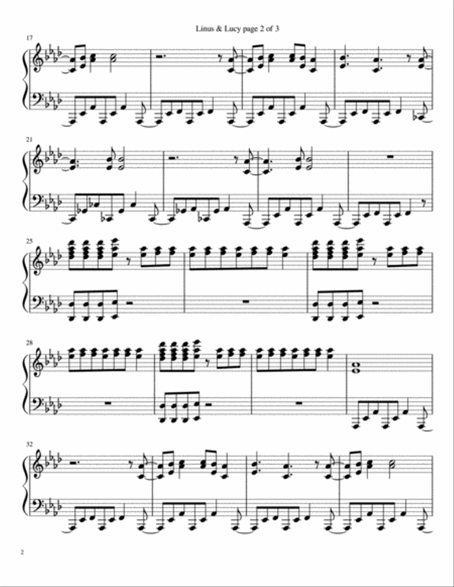 Linus And Lucy Piano Solo scores gallery preview page 2