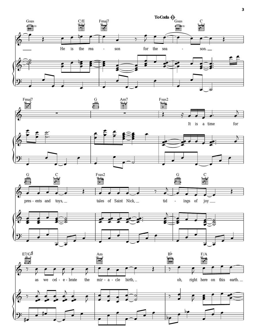 A Reason For The Season A Reason For The Season Piano, Vocal, Guitar scores gallery preview page 3