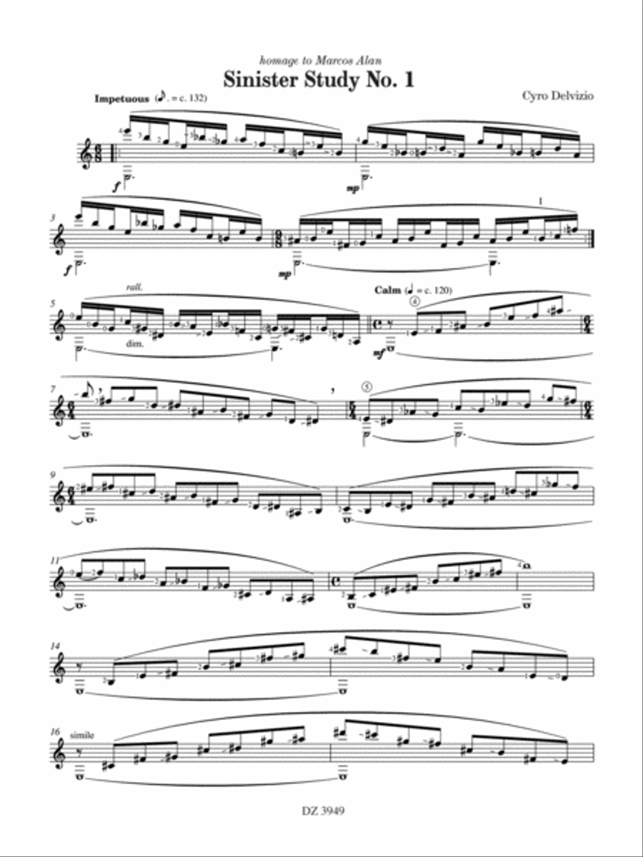 Four Sinister Studies Classical Guitar scores gallery preview page 4