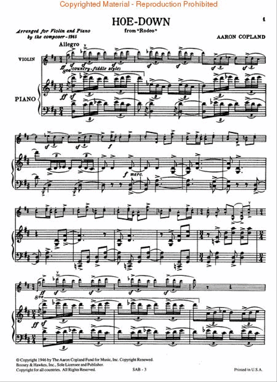 Hoe Down Violin Solo scores gallery preview page 3