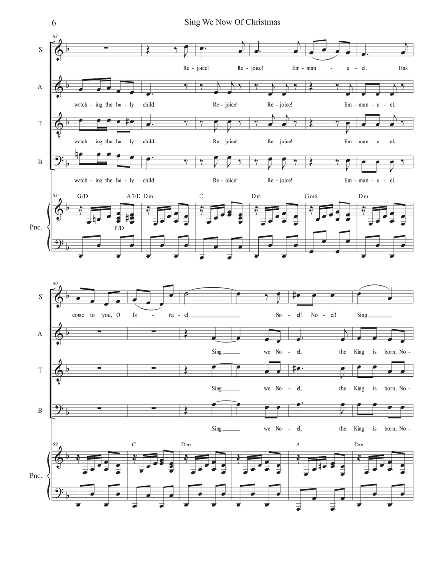 Sing We Now Of Christmas (Noël Nouvelet) (Vocal Quartet - (SATB) 4-Part scores gallery preview page 6