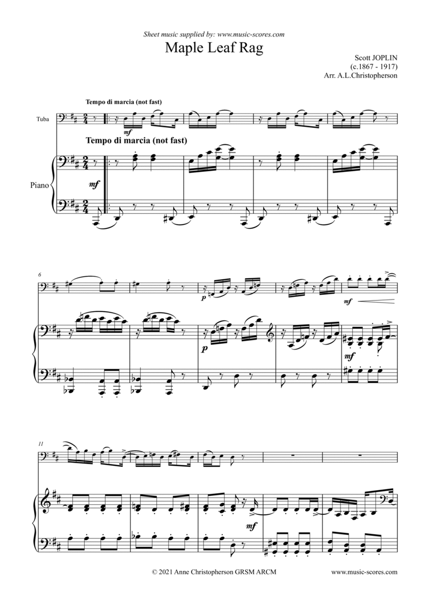 Maple Leaf Rag - Tuba and Piano image number null
