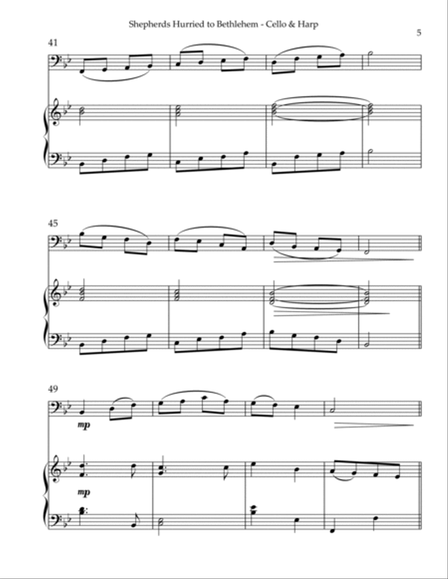 Shepherds Hurried to Bethlehem, Duet for Cello & Harp