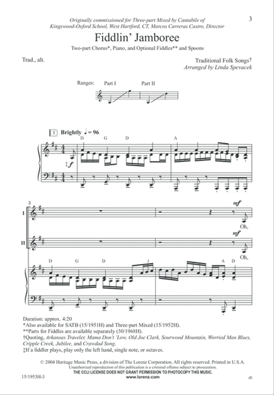 Fiddlin' Jamboree 2-Part scores gallery preview page 3
