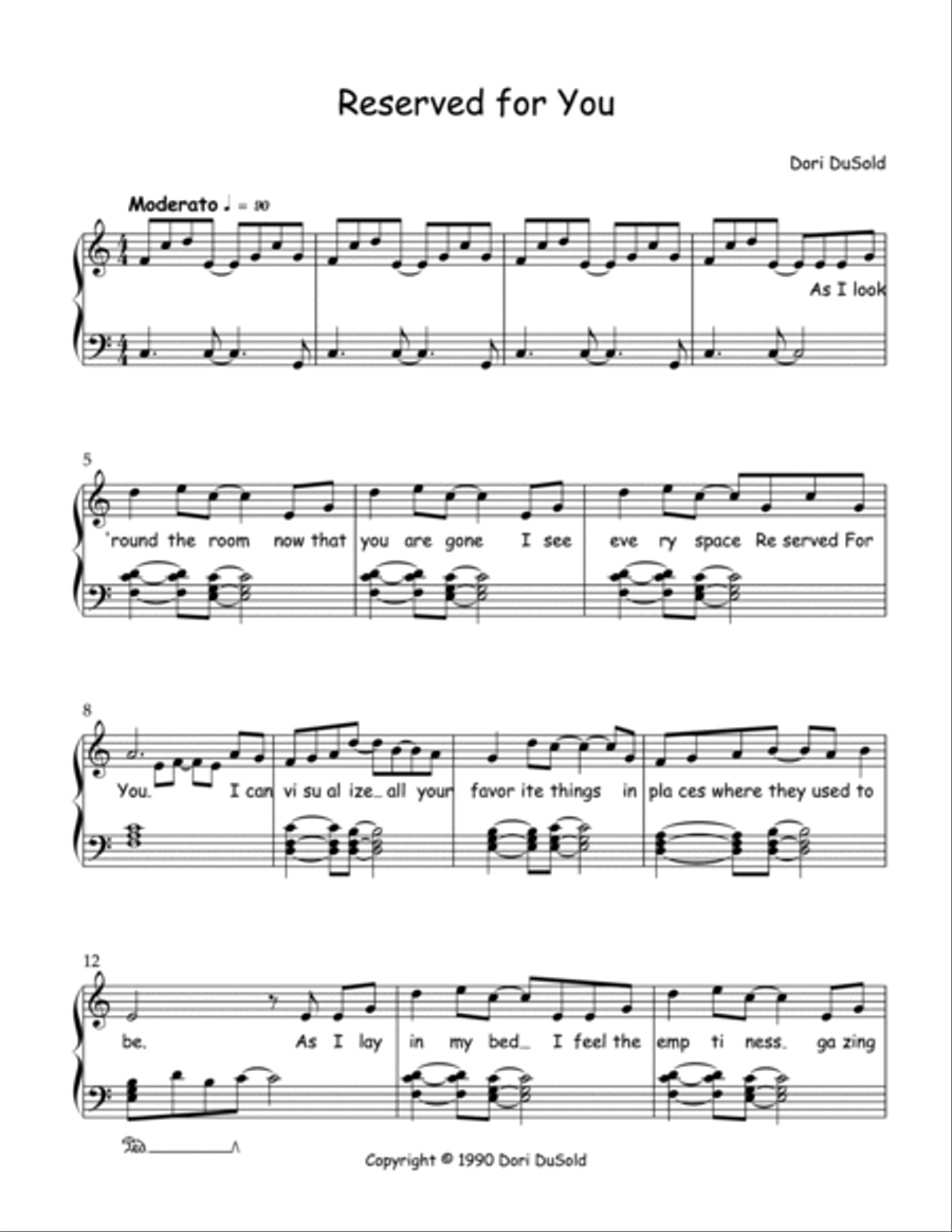 Reserved for You - Sheet music for title song from the Reserved for You Collection Voice scores gallery preview page 2