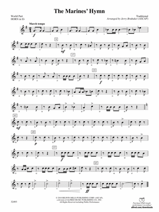 The Marines' Hymn: (wp) 1st Horn in E-flat