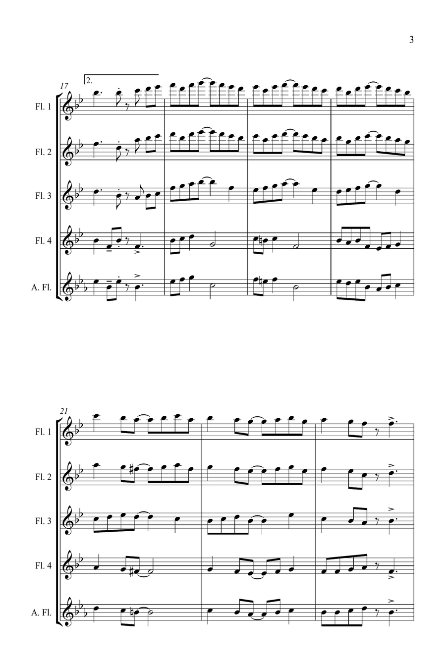 Jazz Carols Collection #2 Flute Quartet (Ding Dong Merrily, O Come All Ye Faithful, Royal David) Flute Quartet scores gallery preview page 4