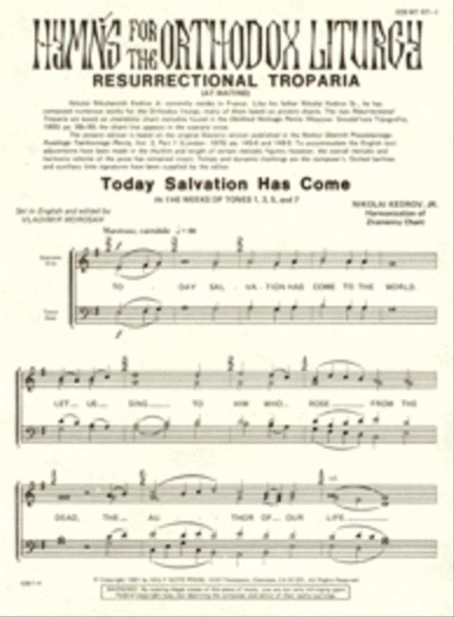 Today Salvation Has Come... Having Risen from the Tomb 4-Part scores gallery preview page 1
