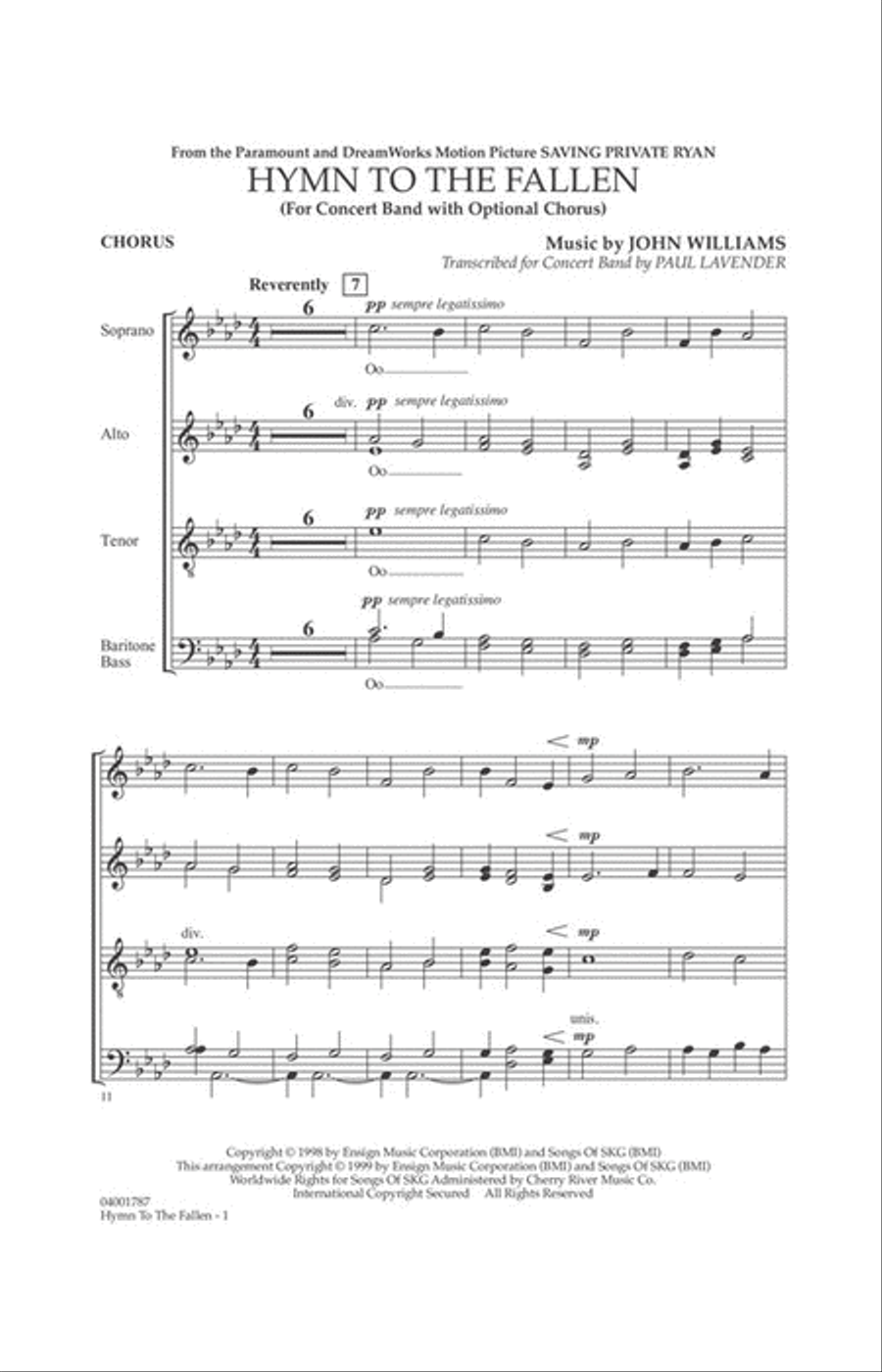 Hymn to the Fallen (from Saving Private Ryan) Concert Band scores gallery preview page 11