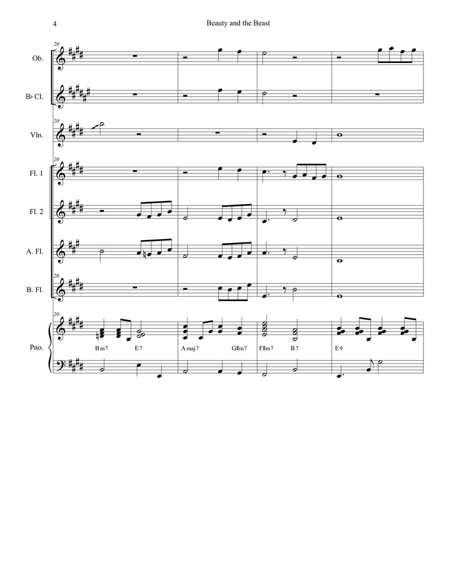 Beauty And The Beast Beauty And The Beast Woodwind Quartet scores gallery preview page 4