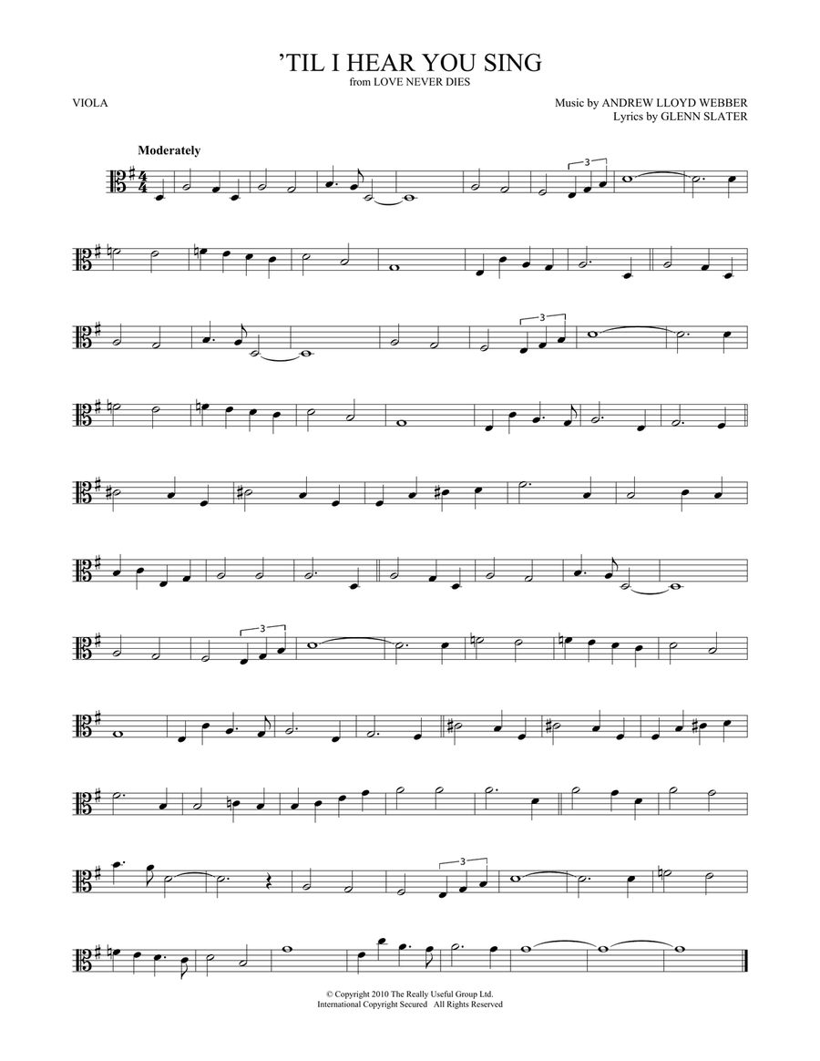 'Til I Hear You Sing (from Love Never Dies) Viola Solo scores gallery preview page 1