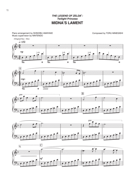 The Legend of Zelda™: Twilight Princess Midnas Lament Piano Solo - Digital Sheet Music