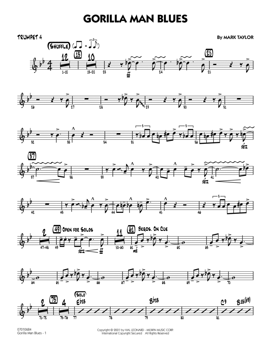 Gorilla Man Blues - Trumpet 4 Trumpet scores gallery preview page 1