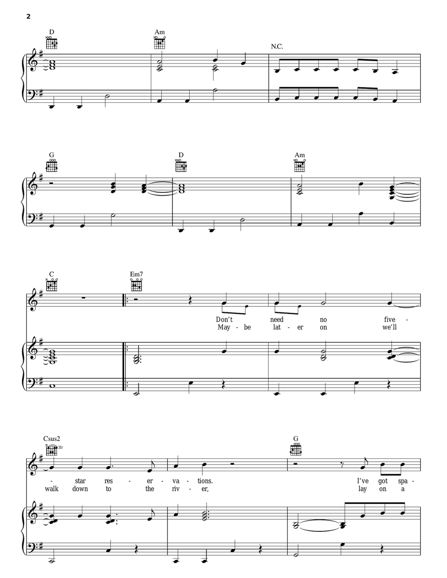 Alright Alright Piano, Vocal, Guitar scores gallery preview page 2