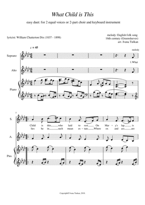 Book cover for What Child is This, for SA, and piano, F minor