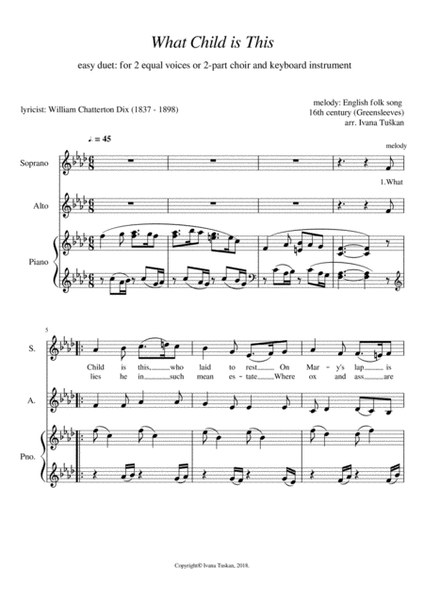 What Child is This, for SA, and piano, F minor image number null