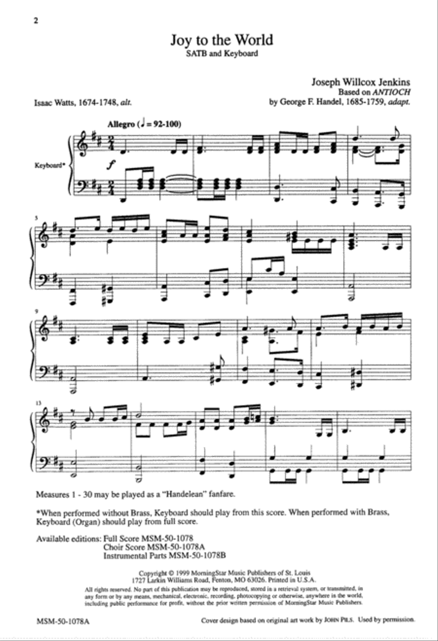 Joy to the World 4-Part scores gallery preview page 1