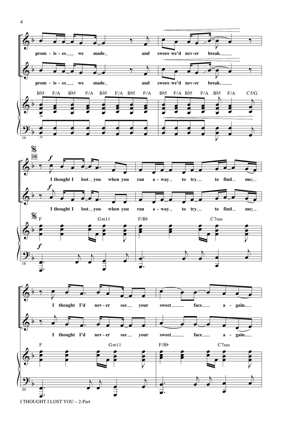 I Thought I Lost You (from Bolt) 2-Part scores gallery preview page 3