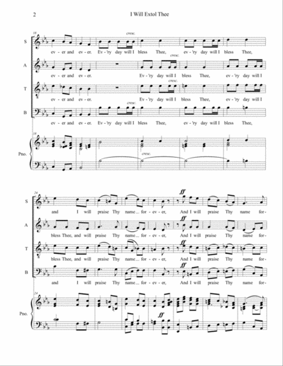 I Will Extol Thee 4-Part scores gallery preview page 2