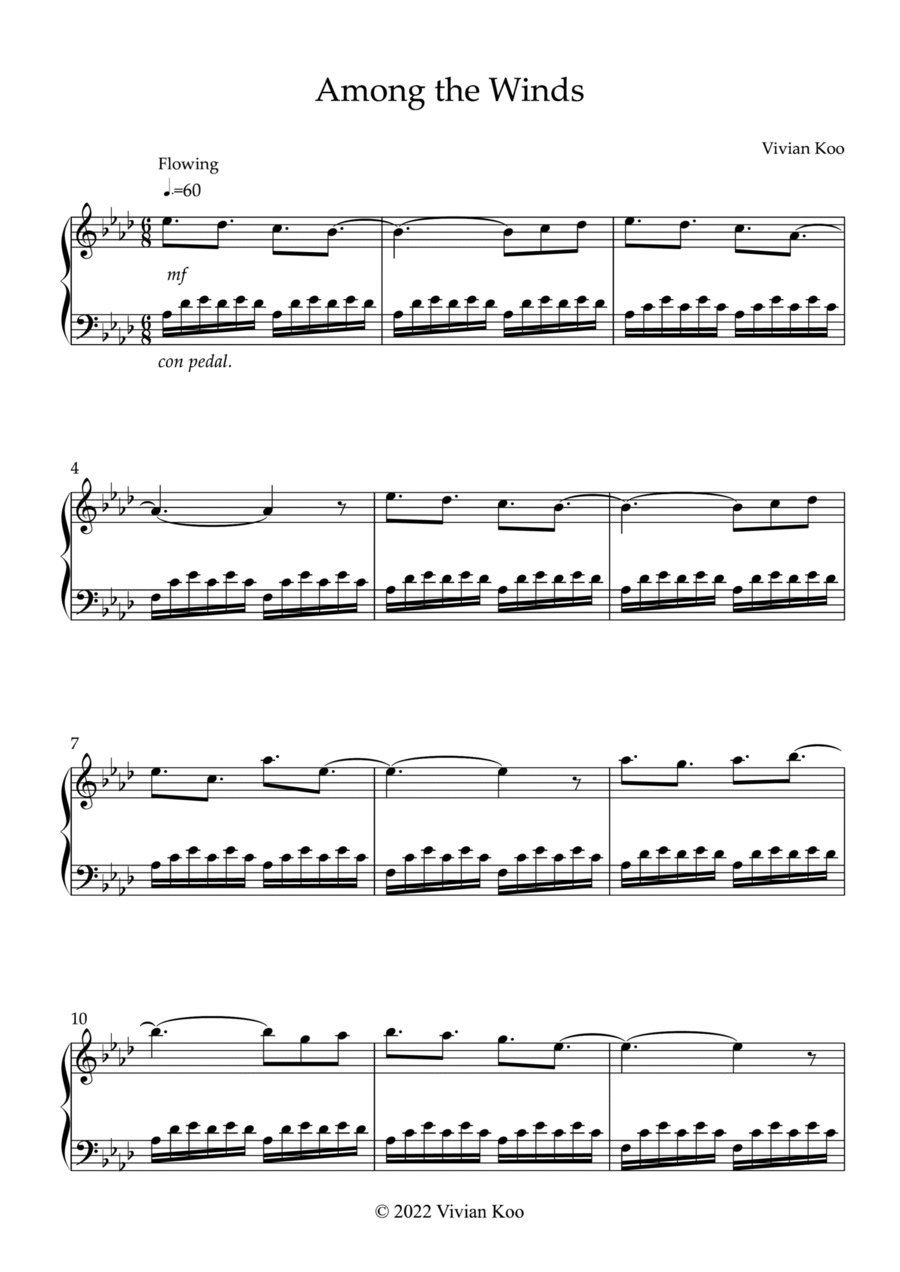 Among the Winds Piano Solo scores gallery preview page 1