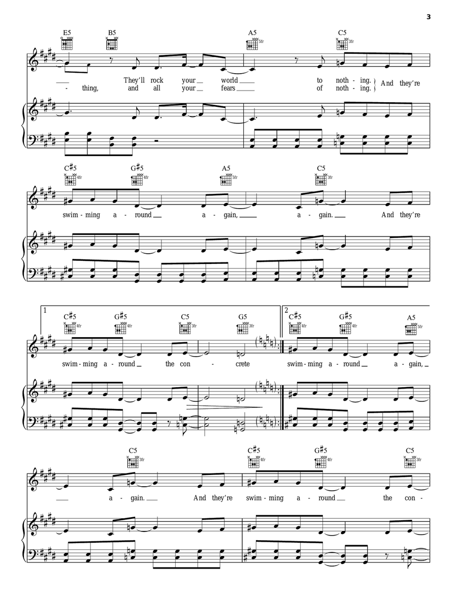 Concrete Girl Piano, Vocal, Guitar scores gallery preview page 3