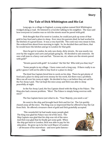 The Tale of Dick Whittington and His Cat - Lesson Plans image number null